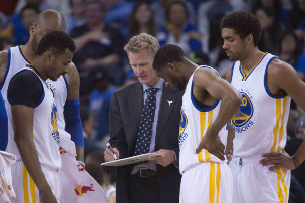 steve kerr with team graphic from stamp & chase